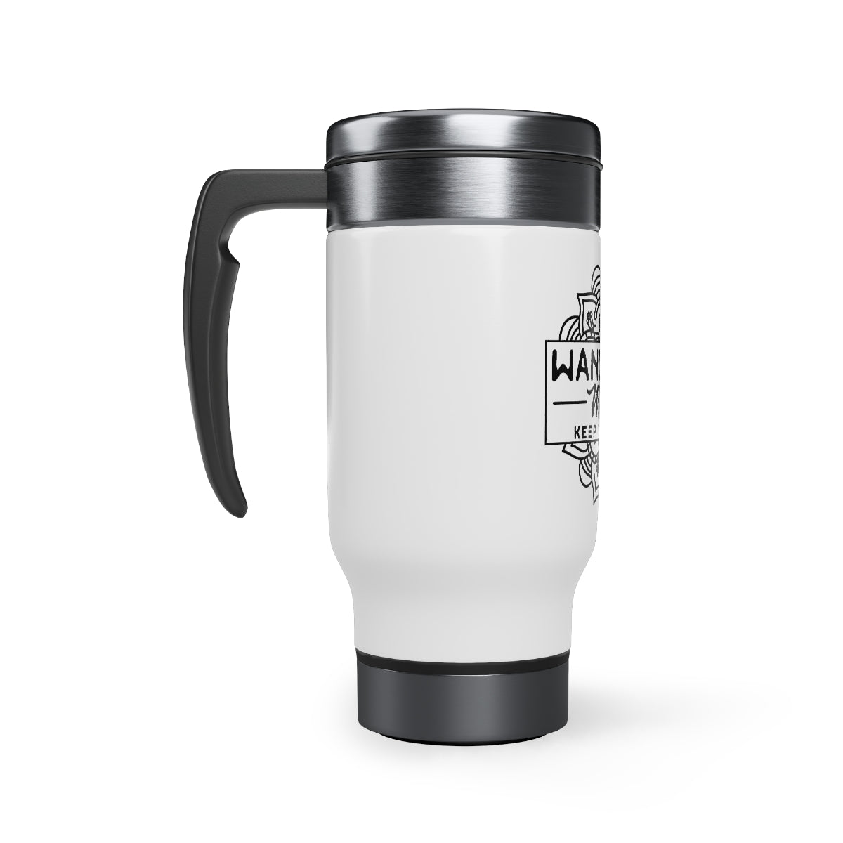 Wandering Mandala Stainless Steel Travel Mug with Handle, 14oz
