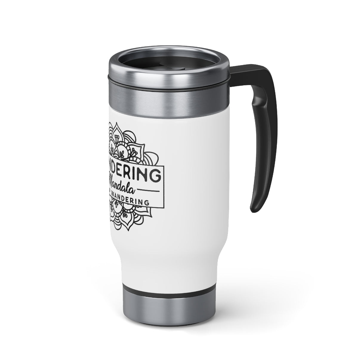 Wandering Mandala Stainless Steel Travel Mug with Handle, 14oz