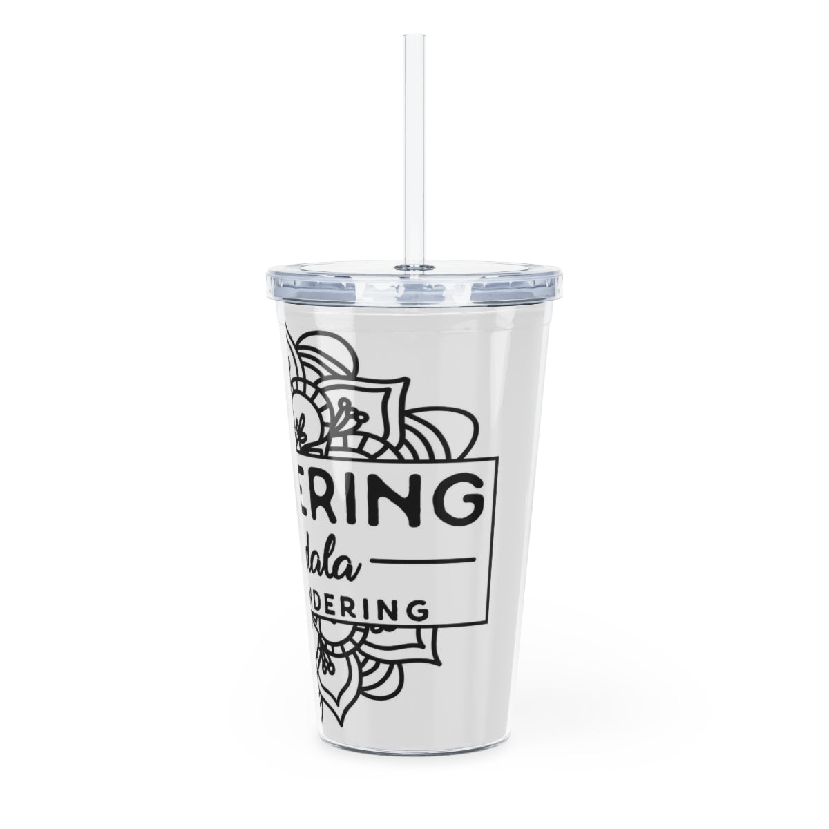 Wandering Mandala Plastic Tumbler with Straw