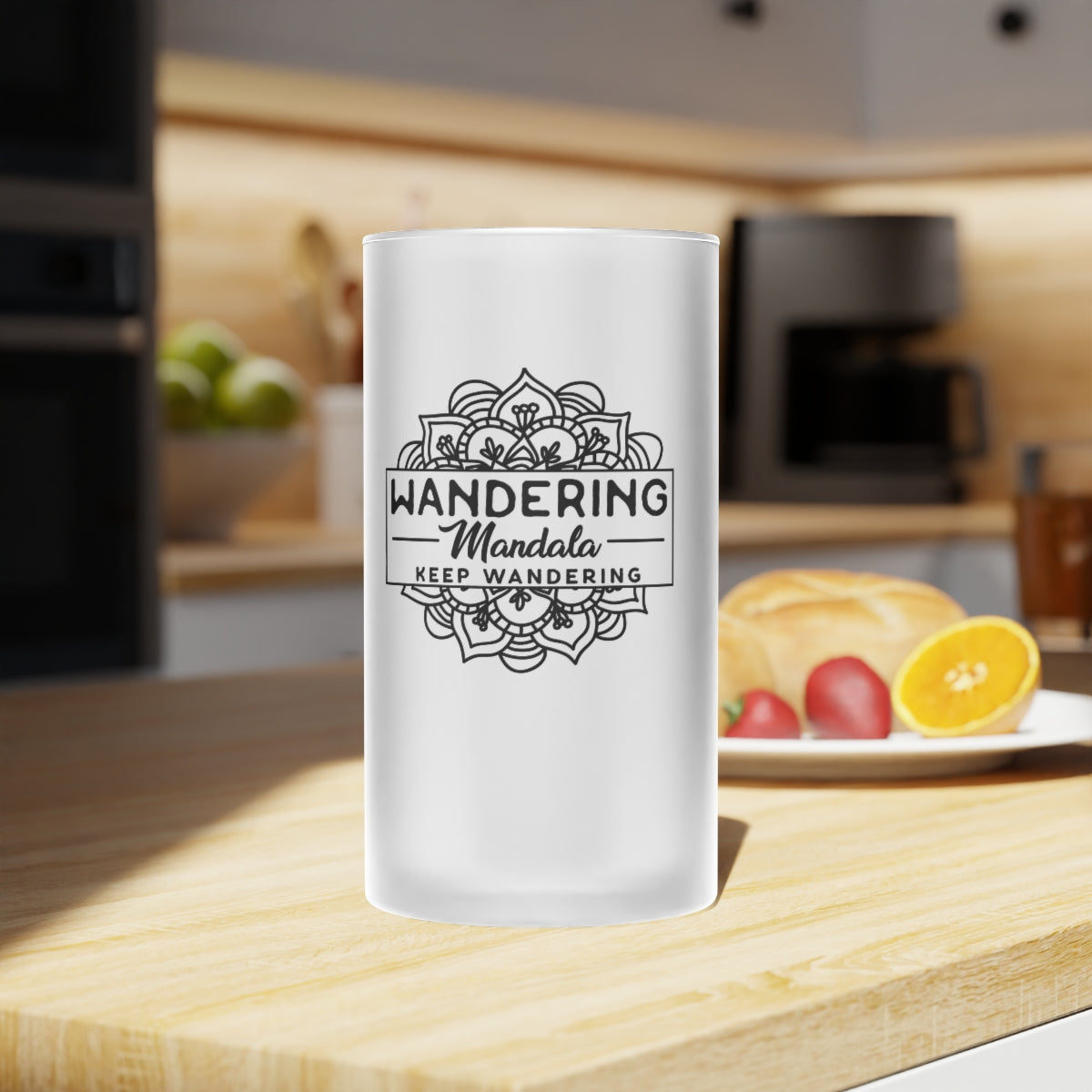 Wandering Mandala Frosted Glass Beer Mug