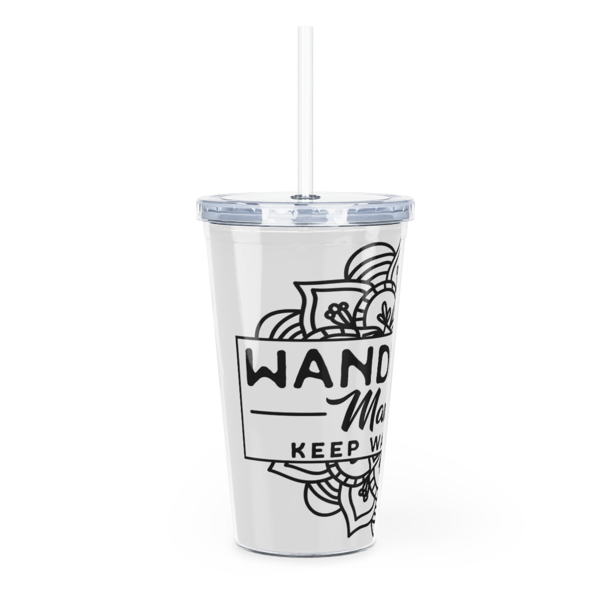 Wandering Mandala Plastic Tumbler with Straw