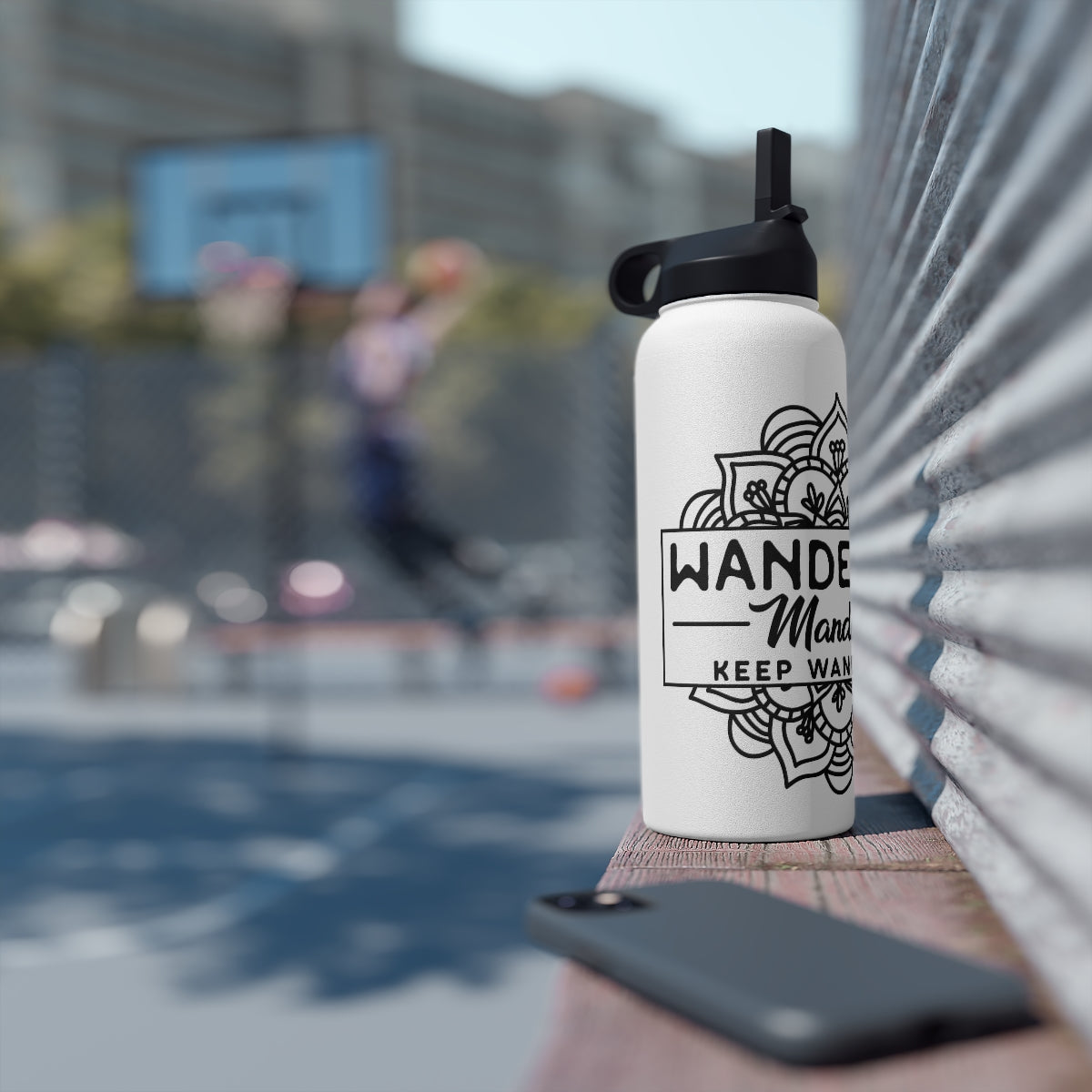 Wandering Mandala Stainless Steel Water Bottle, Standard Lid