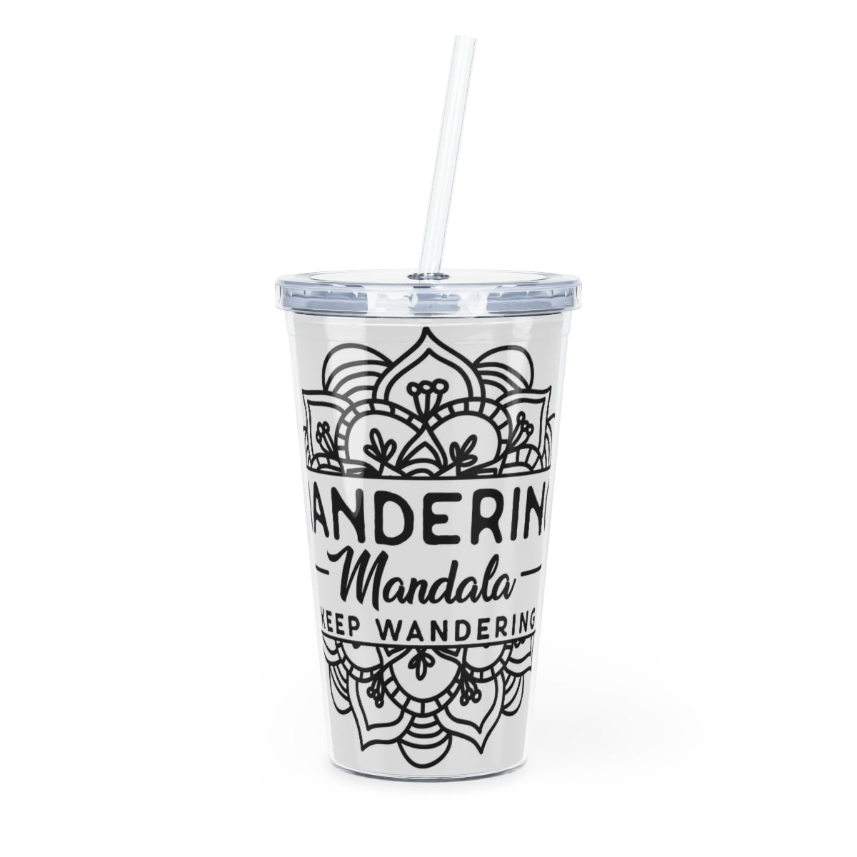 Wandering Mandala Plastic Tumbler with Straw