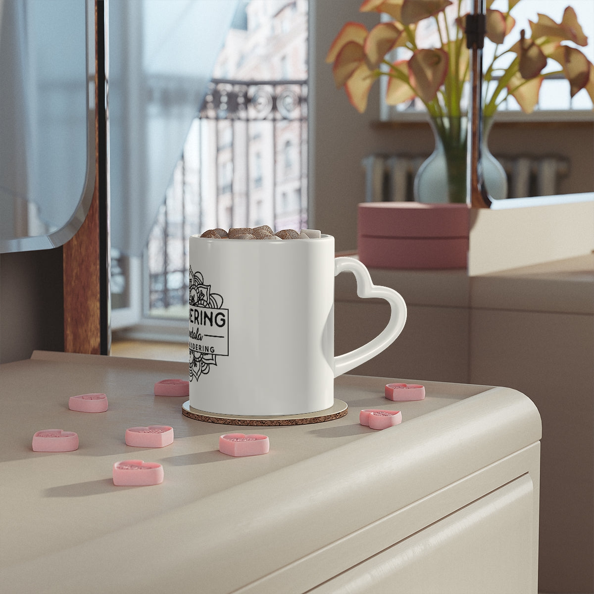 Wandering Mandala Heart-Shaped Mug