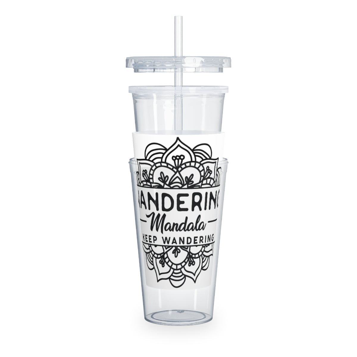 Wandering Mandala Plastic Tumbler with Straw