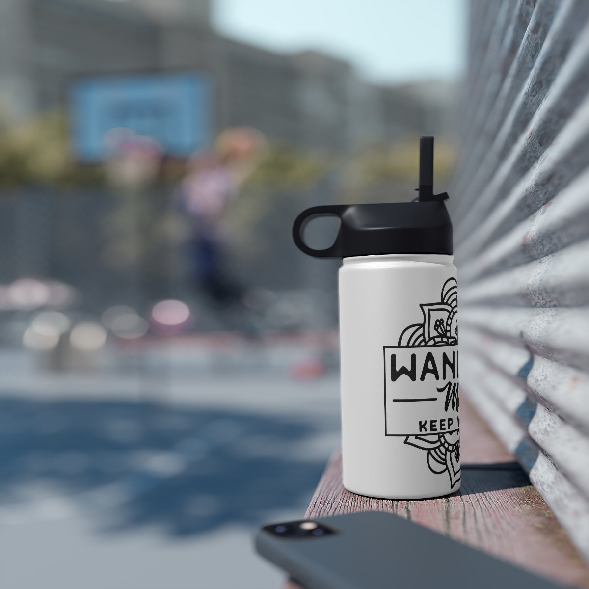 Wandering Mandala Stainless Steel Water Bottle, Standard Lid