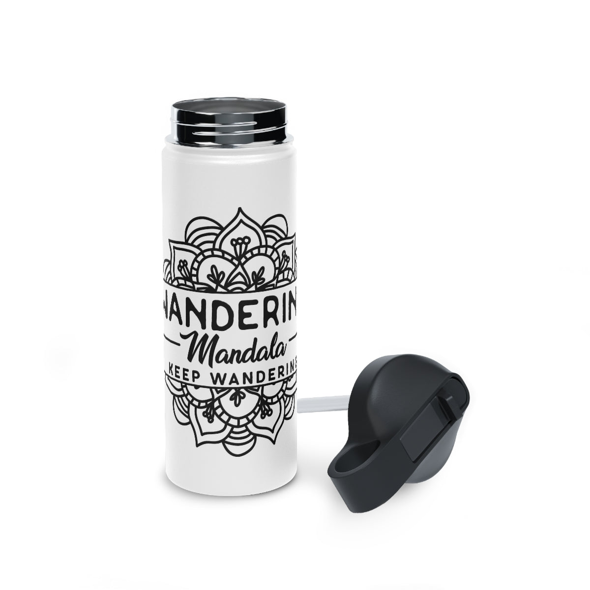 Wandering Mandala Stainless Steel Water Bottle, Standard Lid