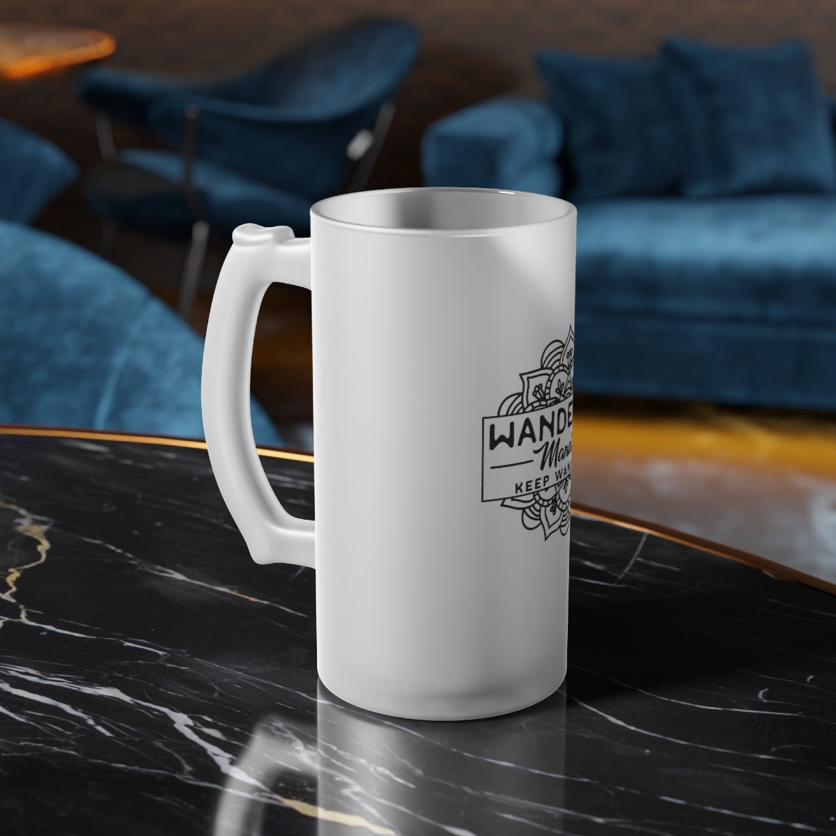 Wandering Mandala Frosted Glass Beer Mug