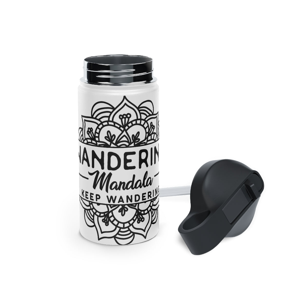 Wandering Mandala Stainless Steel Water Bottle, Standard Lid
